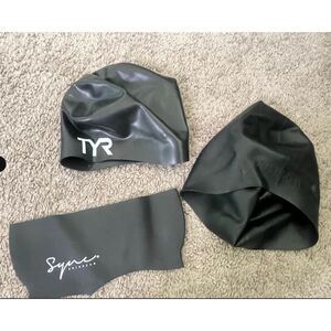 Swim Cap Set – TYR, Nike, and Sync Silicone Caps (3-Pack)